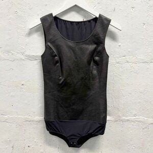 MAISON MARGIELA black front leather panel bodysuit